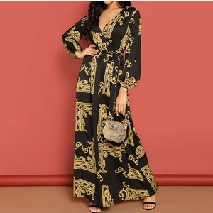 Elegant Black and Gold Maxi Dress
